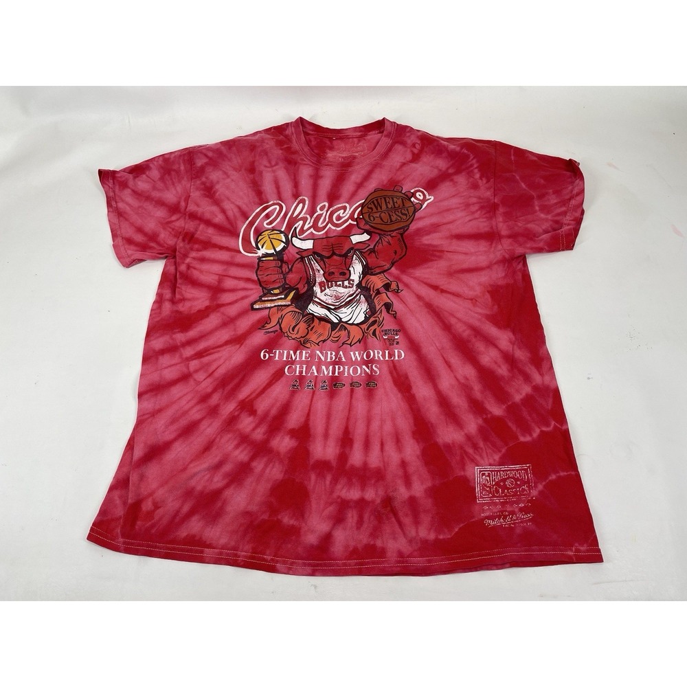 Chicago Bulls 6-Time World Champions Tie Dye Shirt Mitchell & Ness Mens Size XL